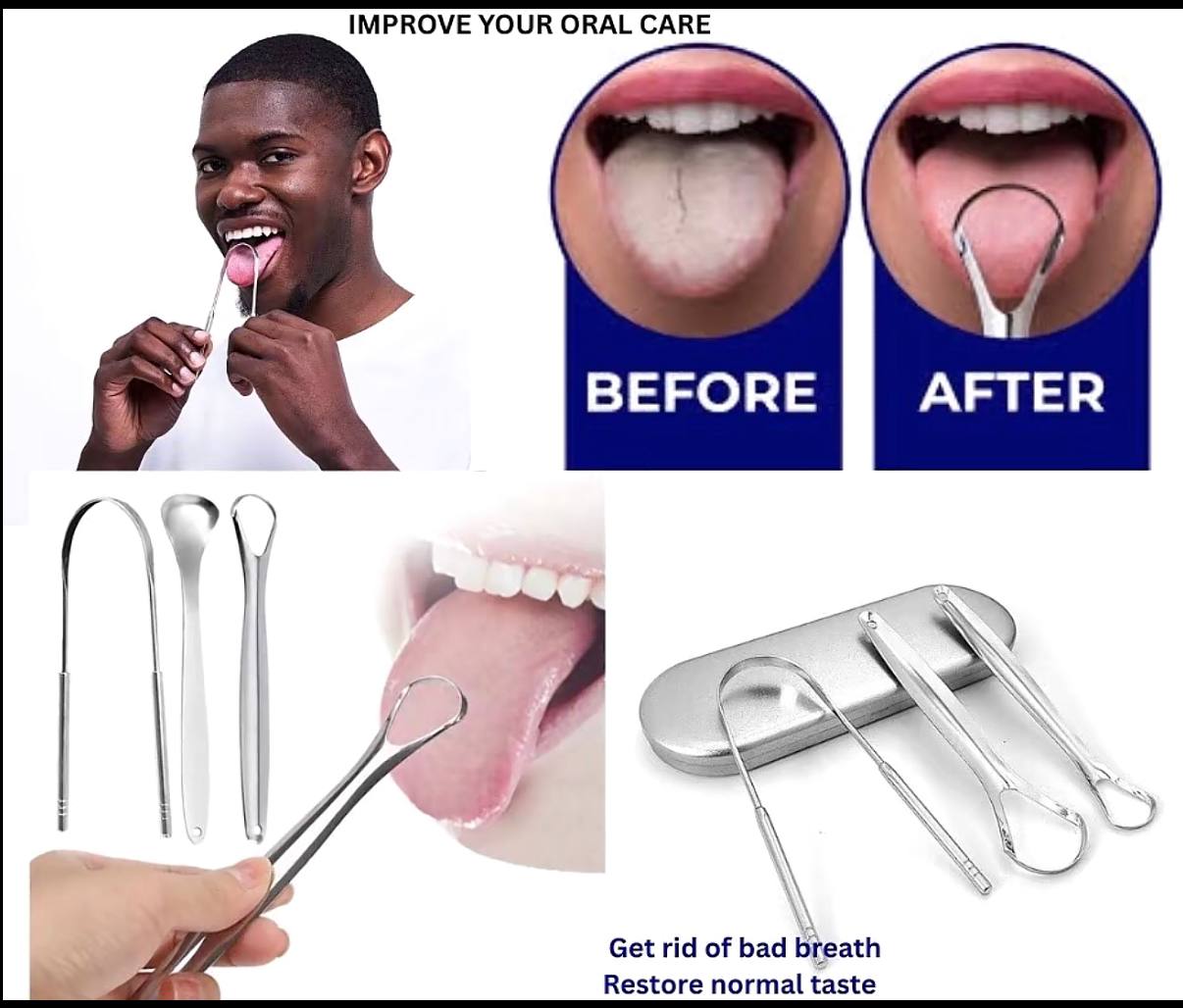 Steel tongue scrapper